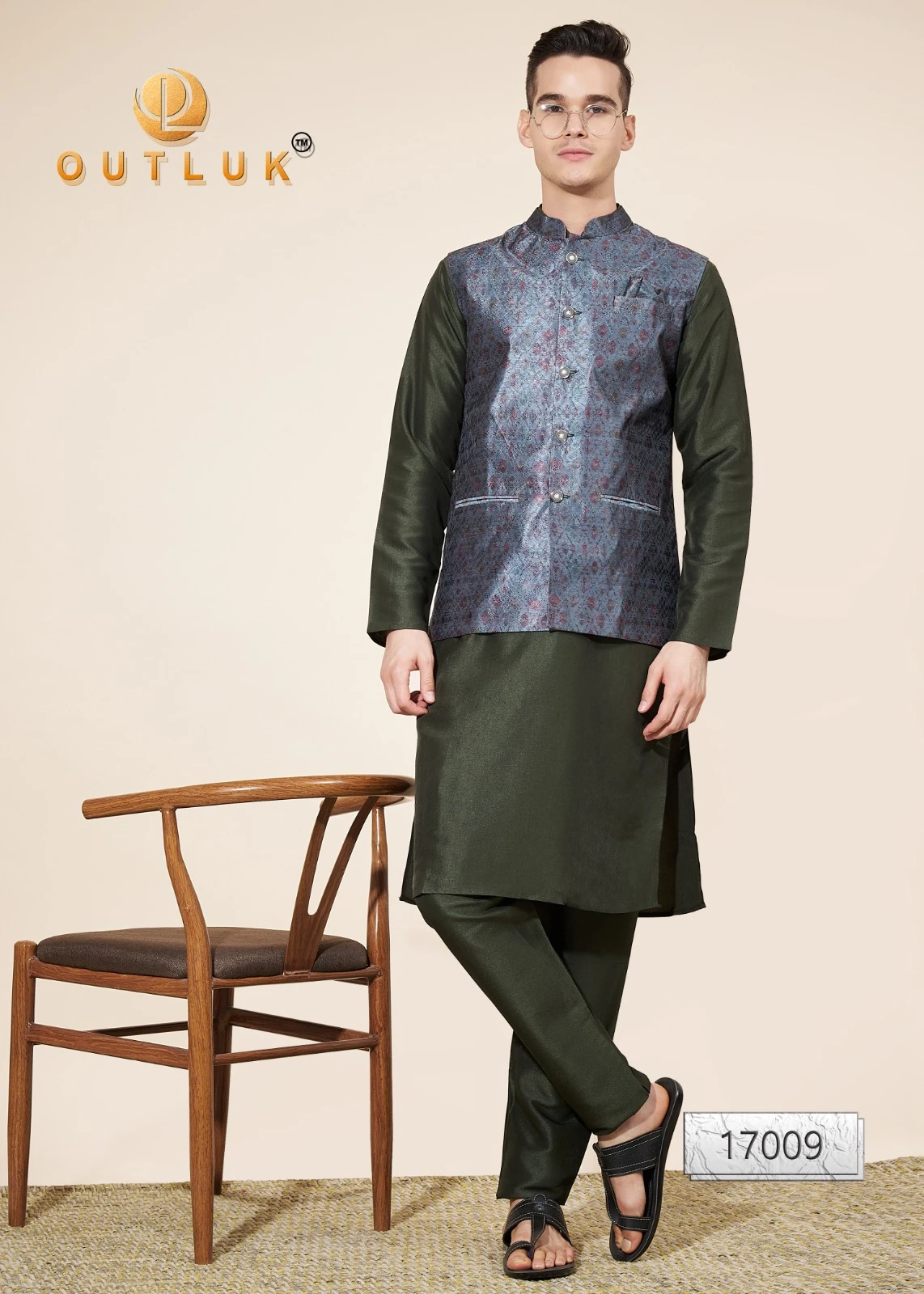 Outluk Wedding Collection Vol 17 Pure Silk Wholesale Modi Jacket Kurta Pajama Catalog — Singles, MPA wholesale from Surat — view 3